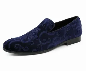 Amali Bryant Paisley Velvet Slip On Loafers For Men