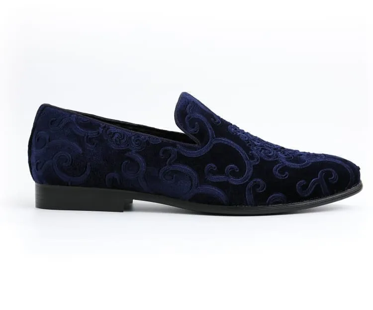 Amali Bryant Paisley Velvet Slip On Loafers For Men