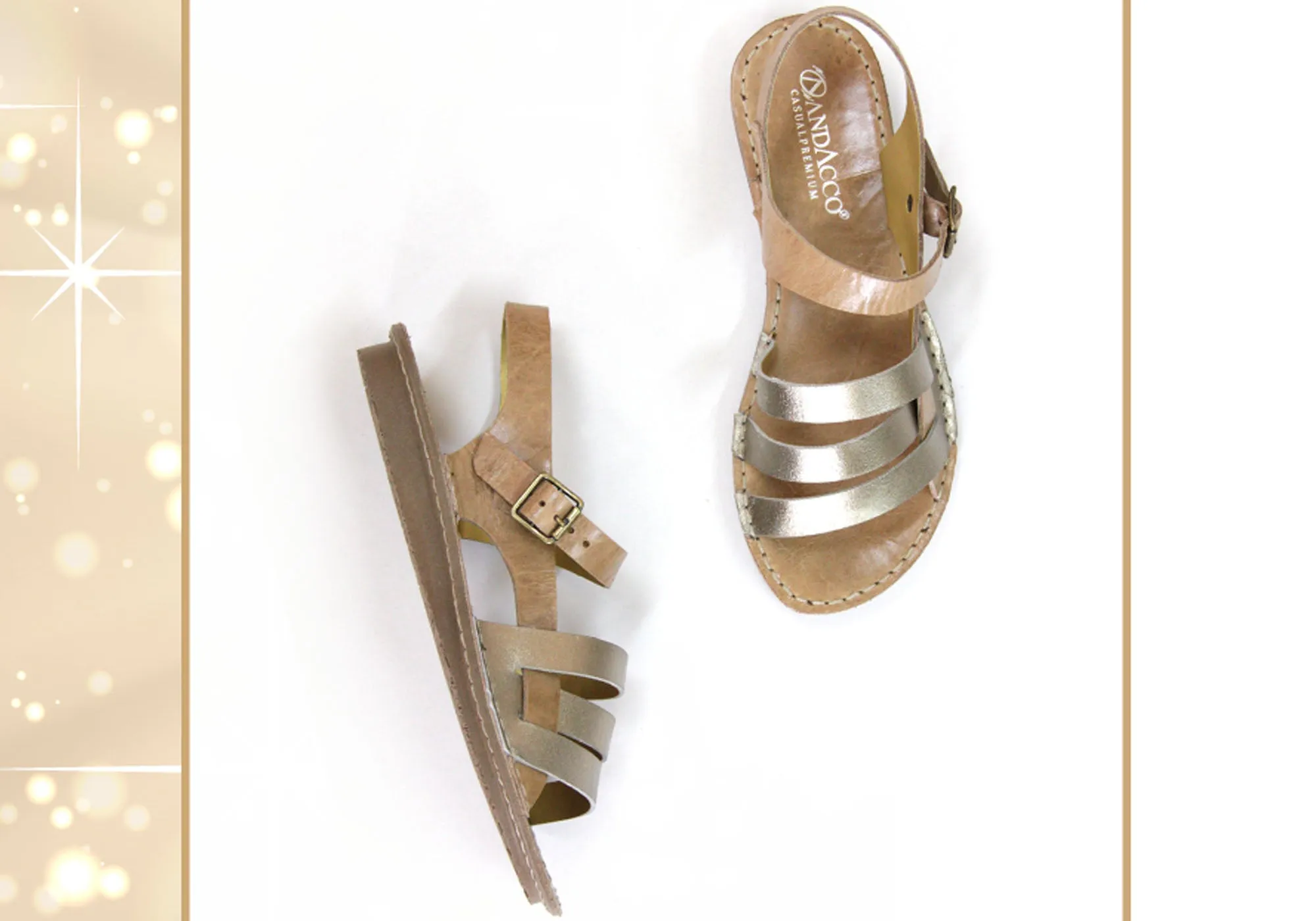Andacco Aprili Womens Comfortable Flat Leather Sandals Made In Brazil