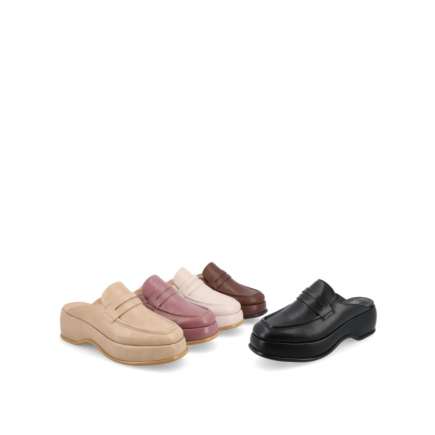 ANTONINA MULED FLATS IN FAUX LEATHER