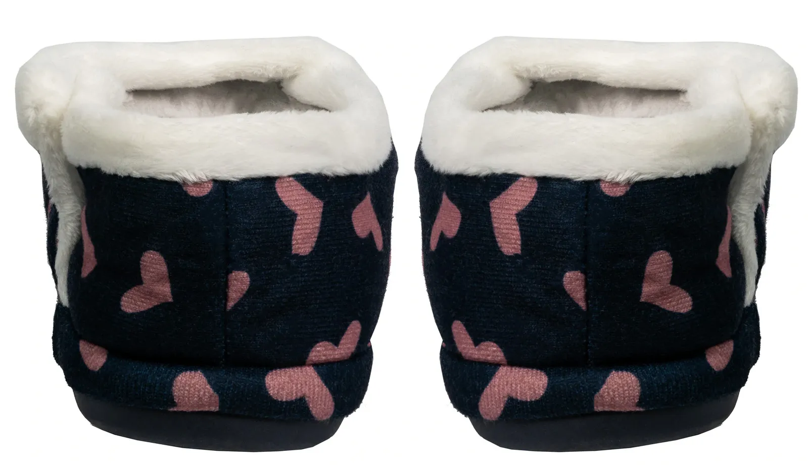 ARCHLINE Orthotic Slippers CLOSED Arch Scuffs Moccasins Pain Relief - Navy with Hearts - EUR39