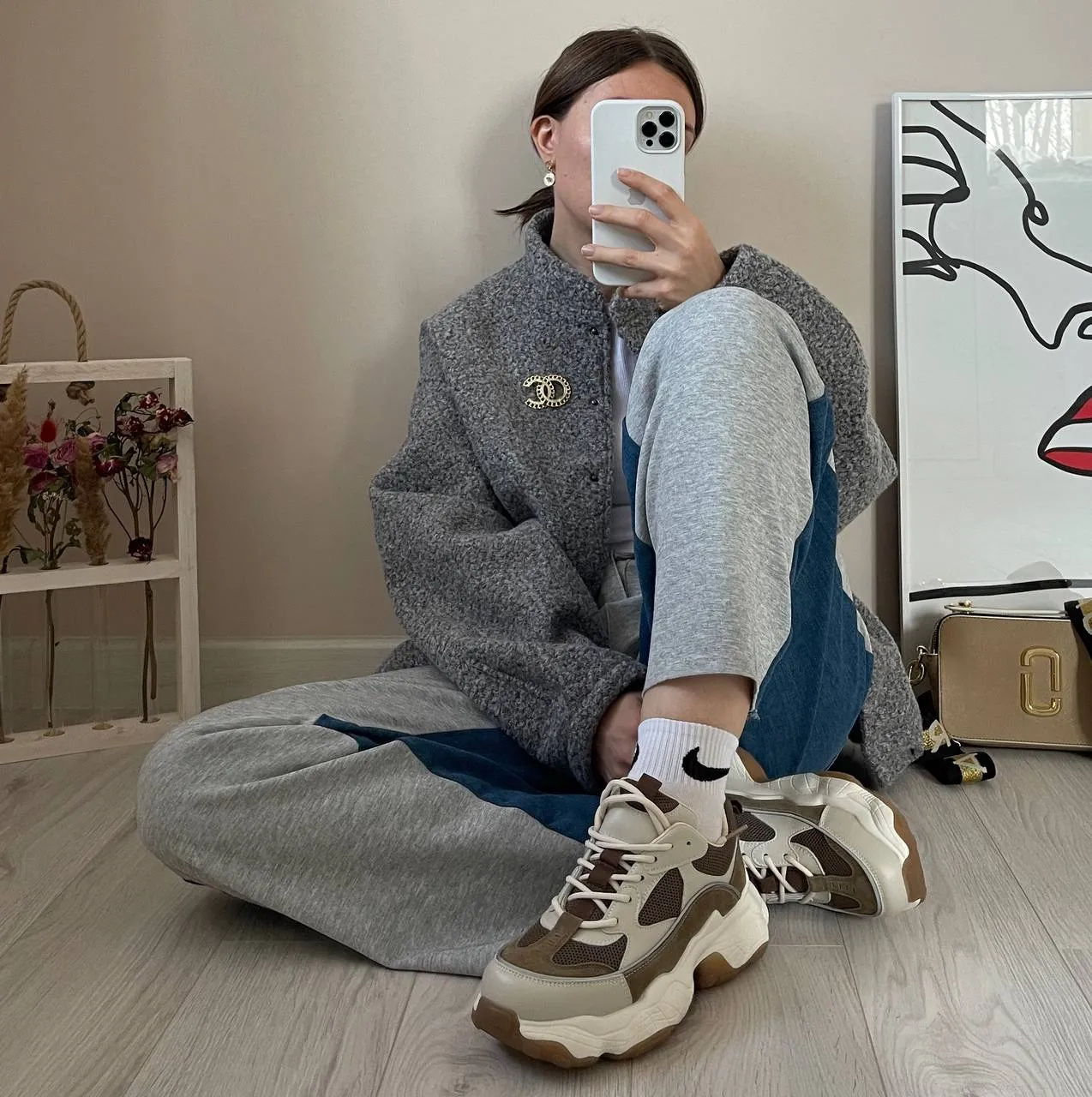 BeauToday Chunky Sneakers for Women With Patchwork Design