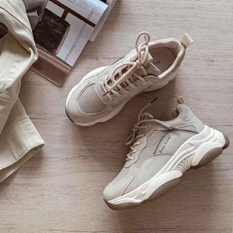 BeauToday Chunky Sneakers for Women With Patchwork Design