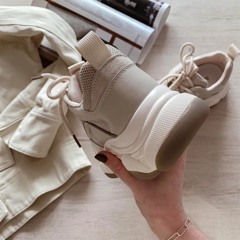 BeauToday Chunky Sneakers for Women With Patchwork Design