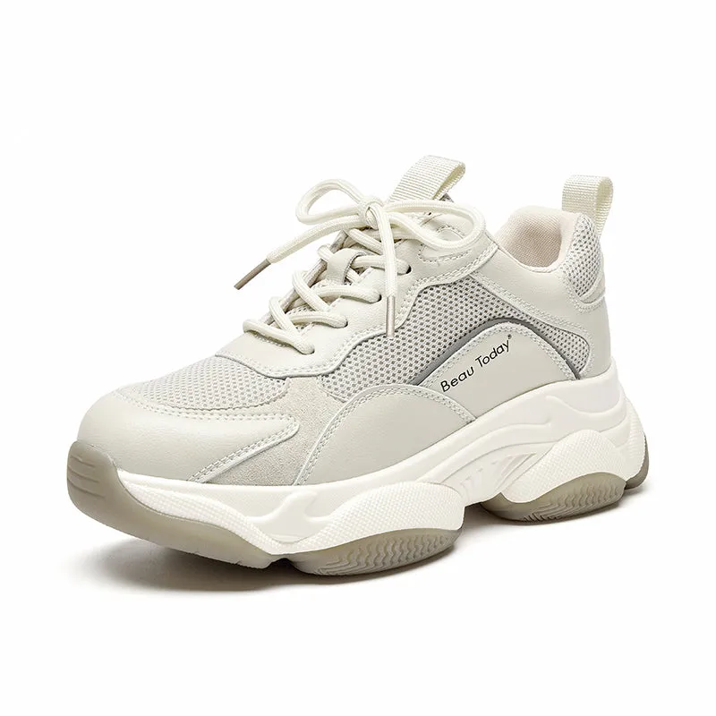 BeauToday Chunky Sneakers for Women With Patchwork Design