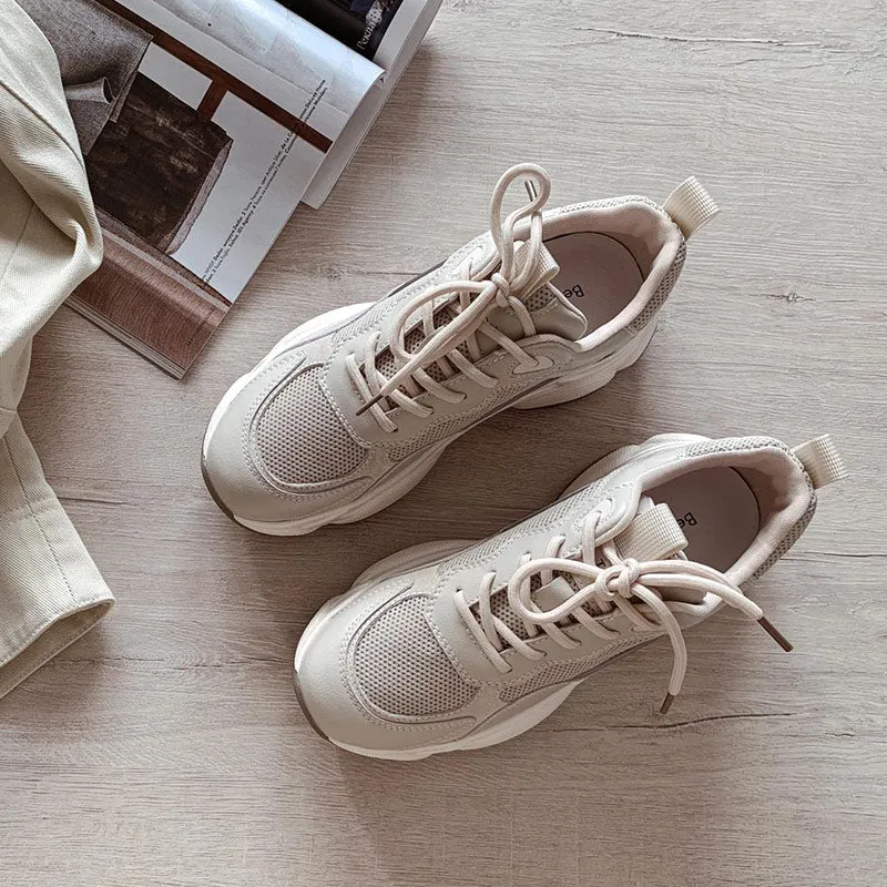 BeauToday Chunky Sneakers for Women With Patchwork Design