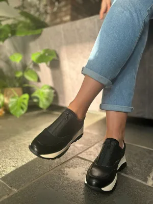 Black Zip Front Trainers