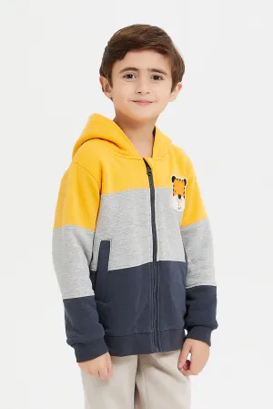 Boys Yellow And Grey Hooded Sweatshirt