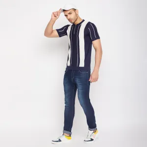 Camla Barcelona Navy Zipped Collar Cotton Tshirt