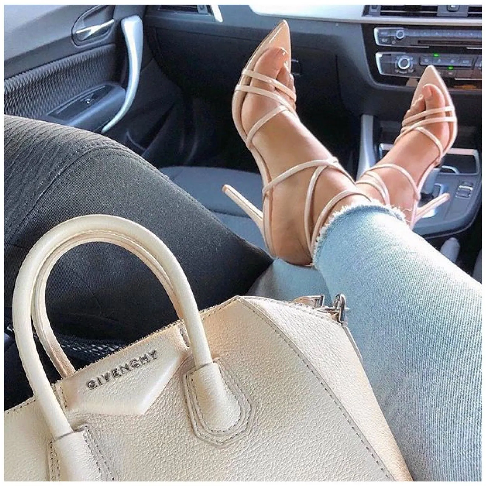 Cape Robbin Ada Strappy Pointy Open Toe Ankle Strap Stiletto Heel Sandals Beige