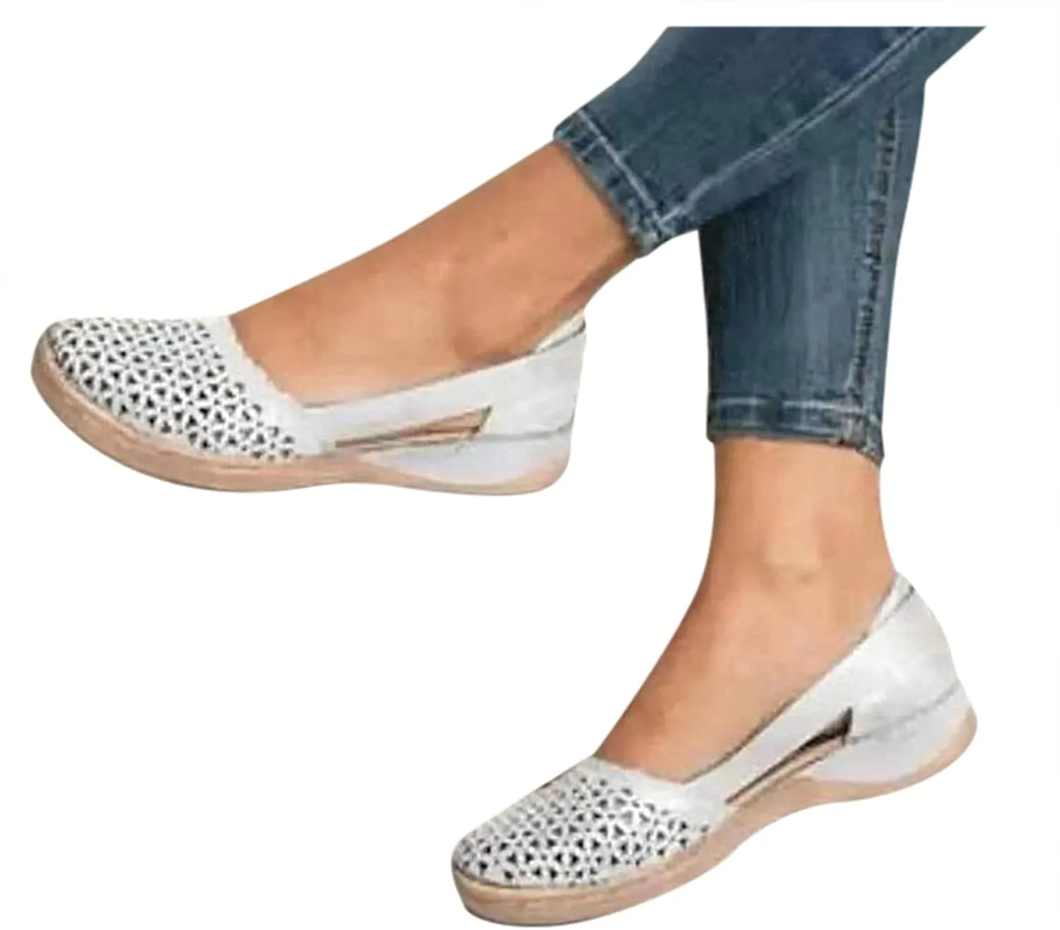Cathalem Sandals For Women Closed Toe Wedge Sandals Low Heel Breathable Hollow Out Sandals Casual Summer Sandals