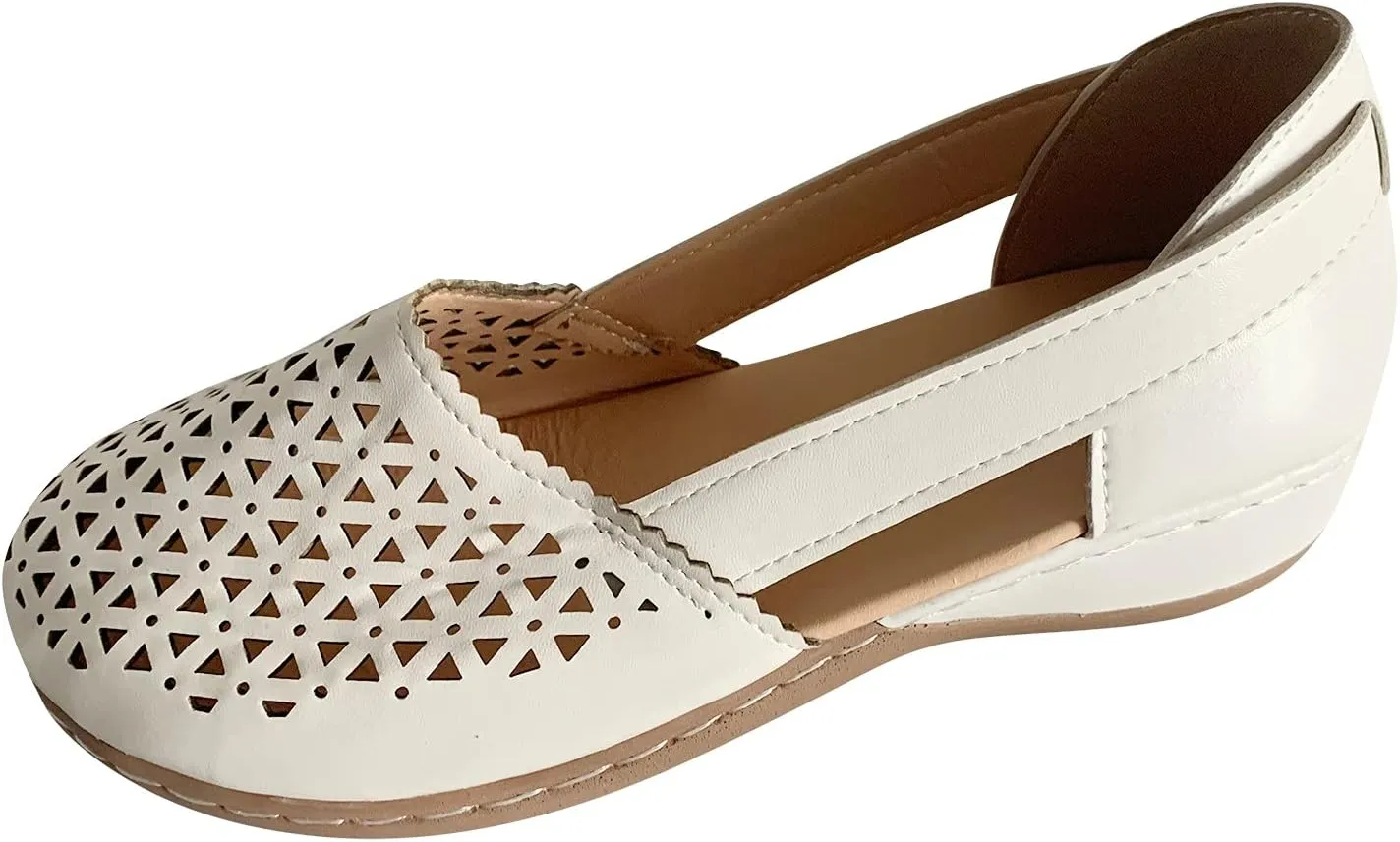Cathalem Sandals For Women Closed Toe Wedge Sandals Low Heel Breathable Hollow Out Sandals Casual Summer Sandals
