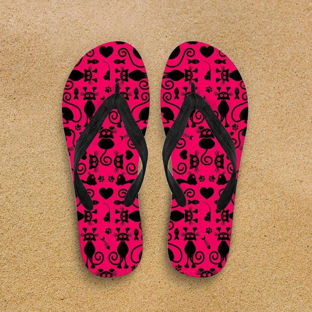 Cats Pink Flip-Flops