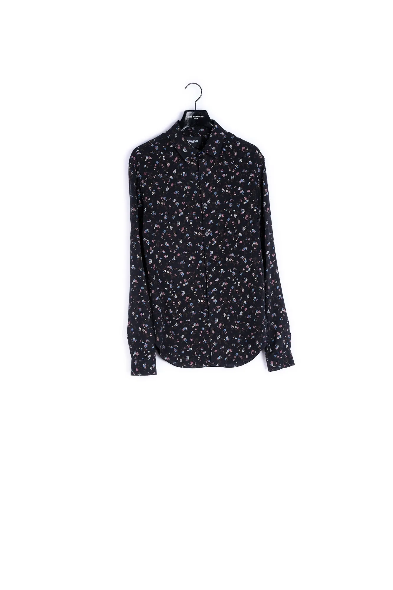 Chemise bleue slim imprimé fleuri