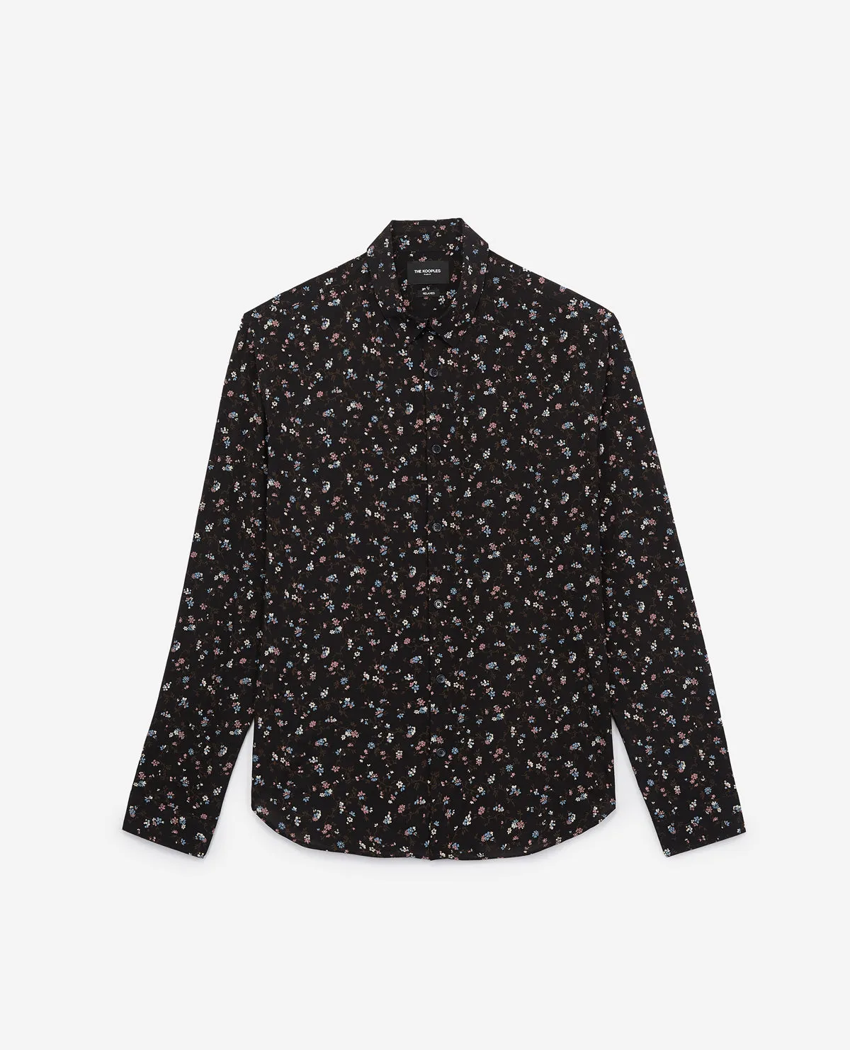 Chemise bleue slim imprimé fleuri