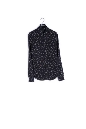 Chemise bleue slim imprimé fleuri
