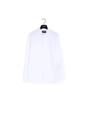 Chemise chic blanche col officier slim