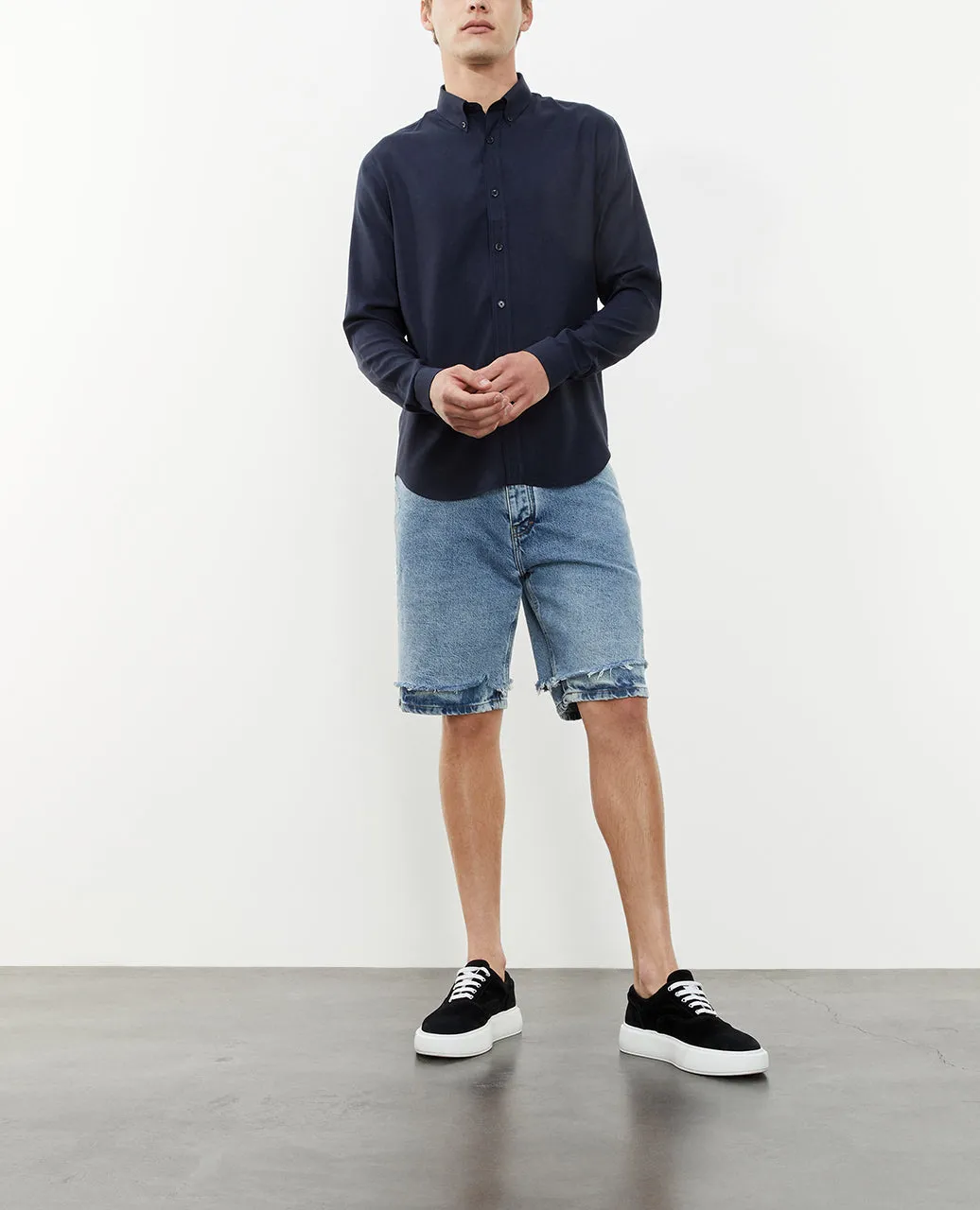 Chemise col classique bleu marine