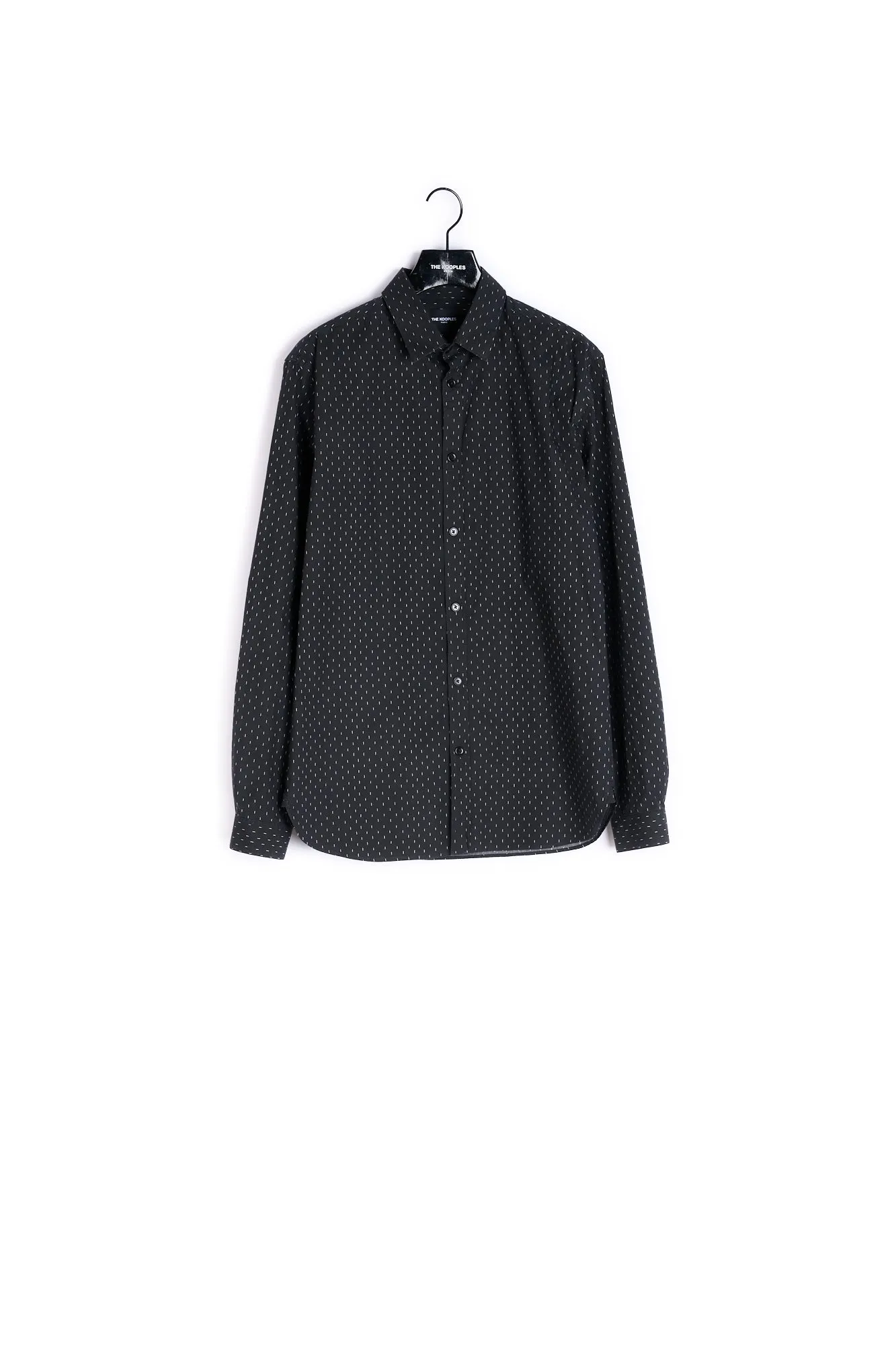 Chemise en coton noir à motifs petit trait