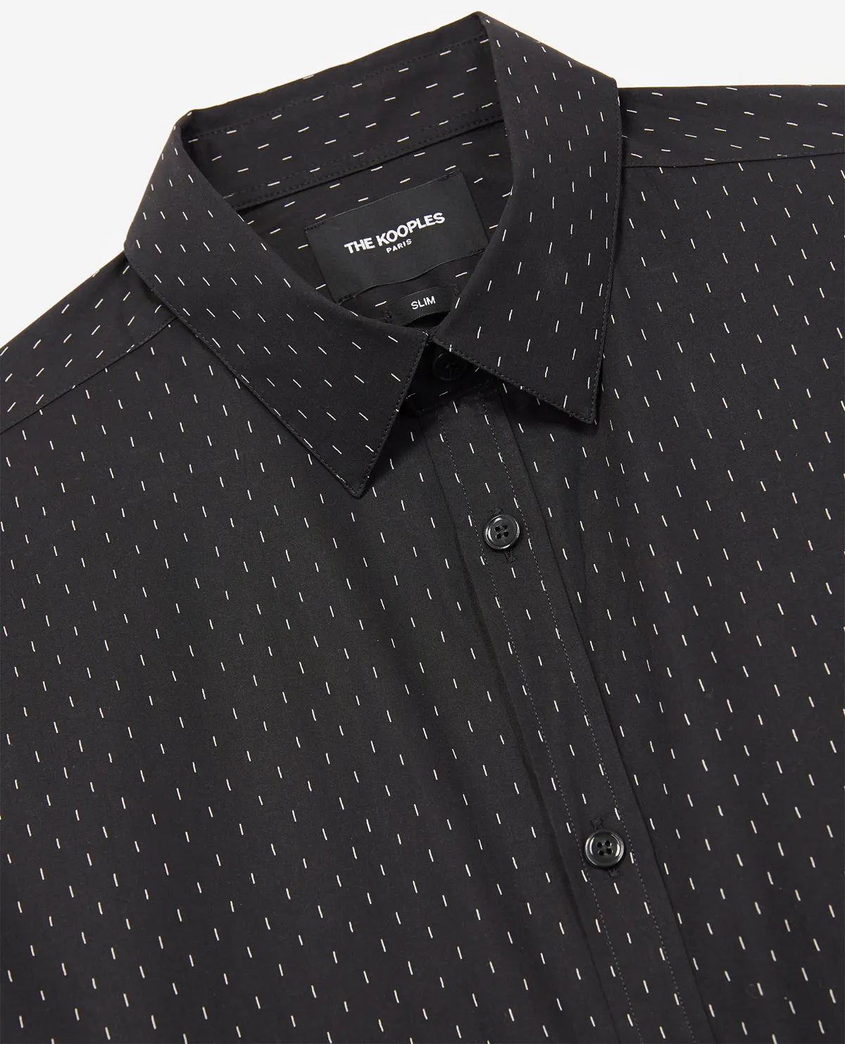 Chemise en coton noir à motifs petit trait