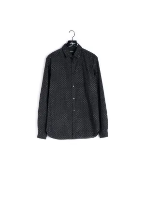 Chemise en coton noir à motifs petit trait