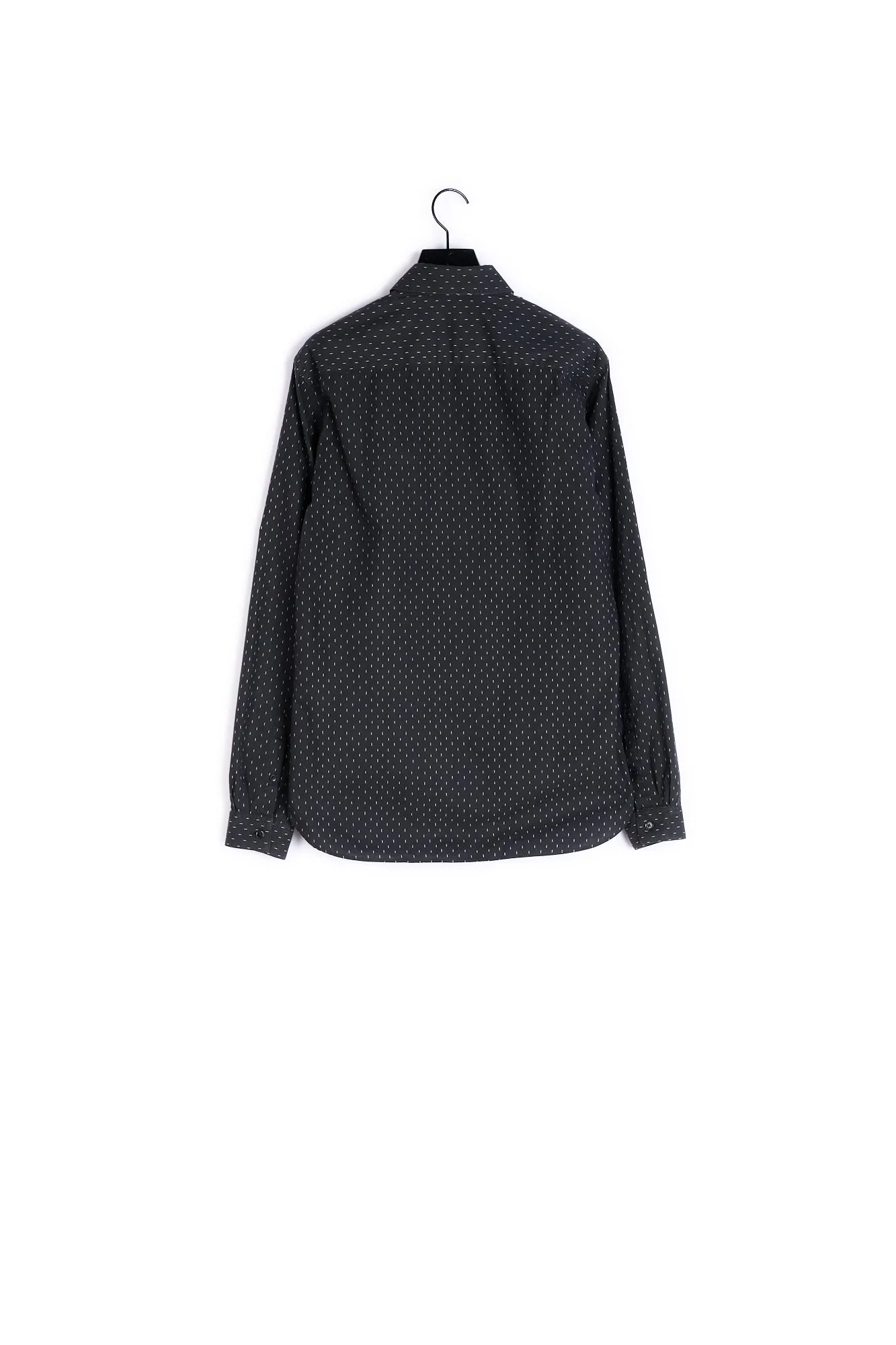 Chemise en coton noir à motifs petit trait