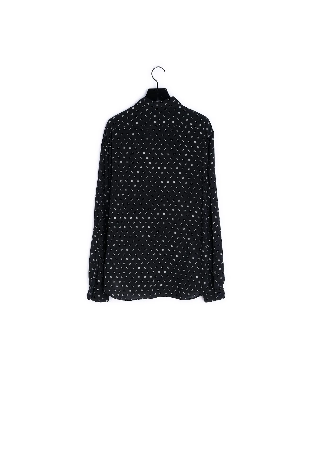 Chemise noire à motifs cercles blancs