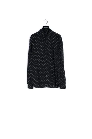 Chemise noire à motifs cercles blancs