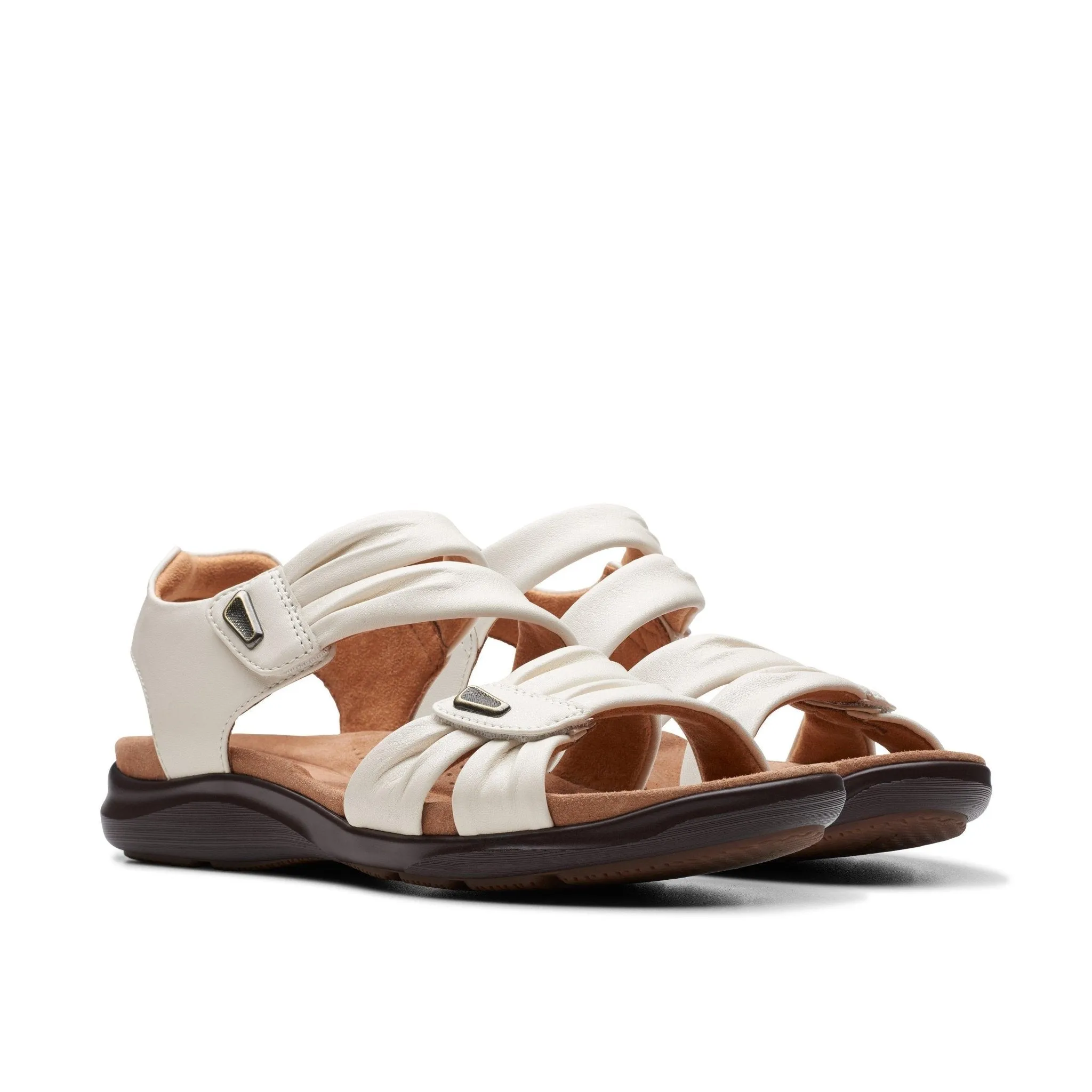 Clarks Women's Kitly Ave Off White Leather Sandals