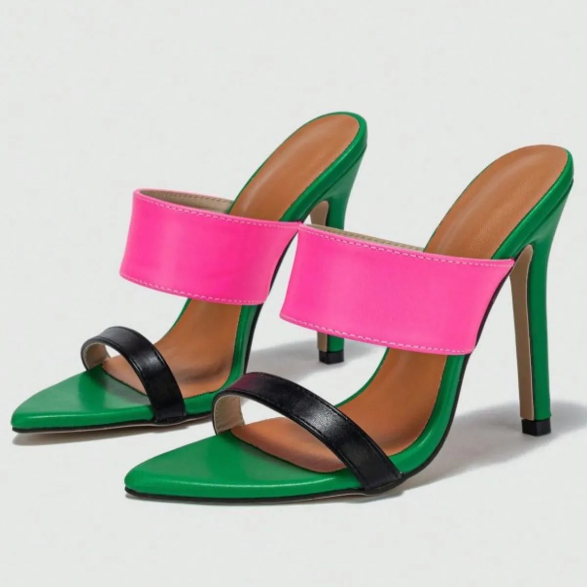 Contrast Open Toe Stiletto Sandals