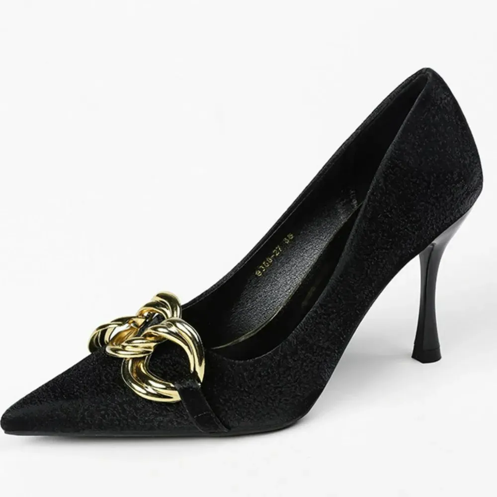 Decor Metal Point Toe Stiletto Pumps