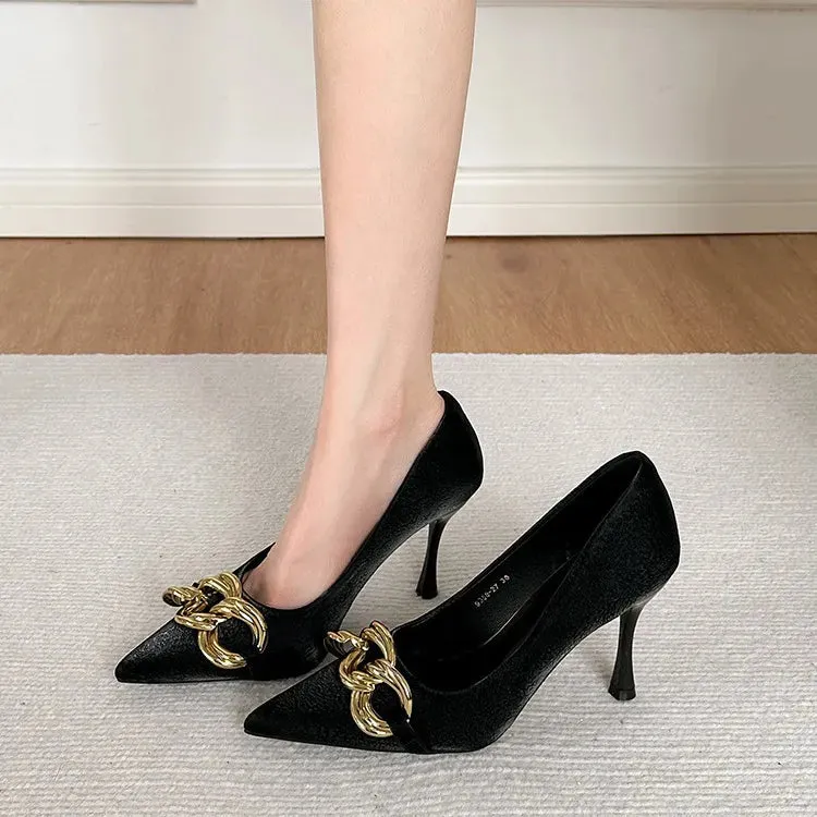 Decor Metal Point Toe Stiletto Pumps