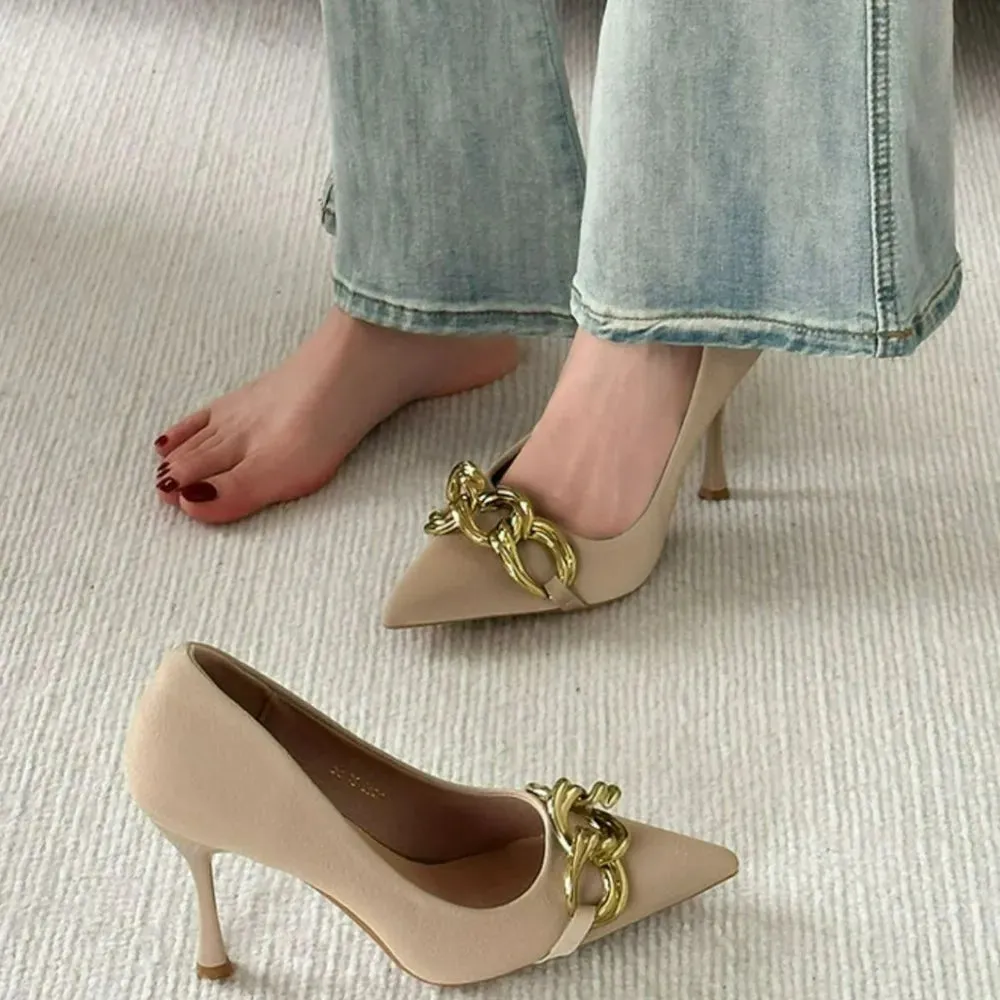 Decor Metal Point Toe Stiletto Pumps