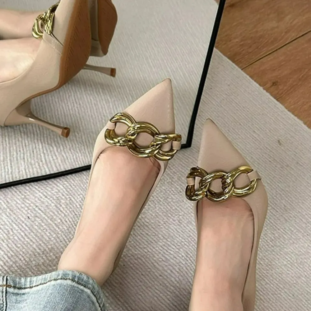 Decor Metal Point Toe Stiletto Pumps