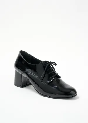 Derbies lacées à talons largeur confort cuir vernis