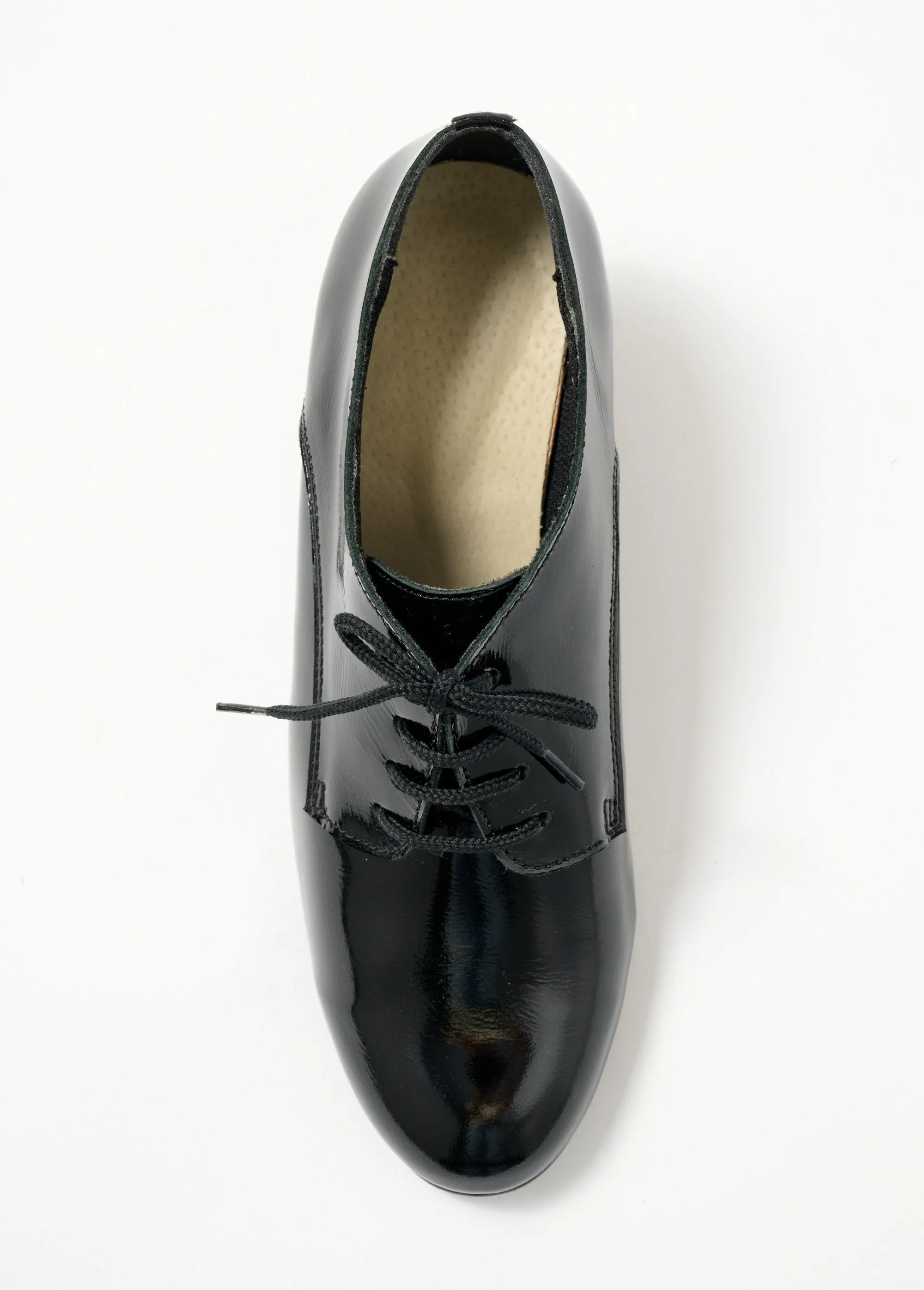 Derbies lacées à talons largeur confort cuir vernis