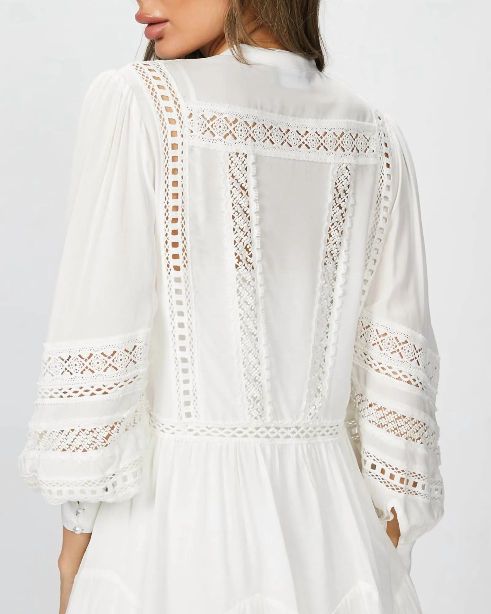 Dress With Lace Detailing in White | White