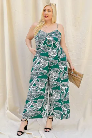 Eva Palm Leaf Wide Leg Jumpsuit