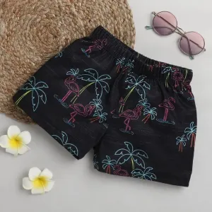 Flamingo Printed Shorts - Grey