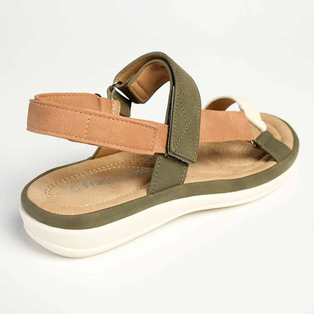 Franco Rossi Comfort Ladies Triangle Sandals - Olive Multi