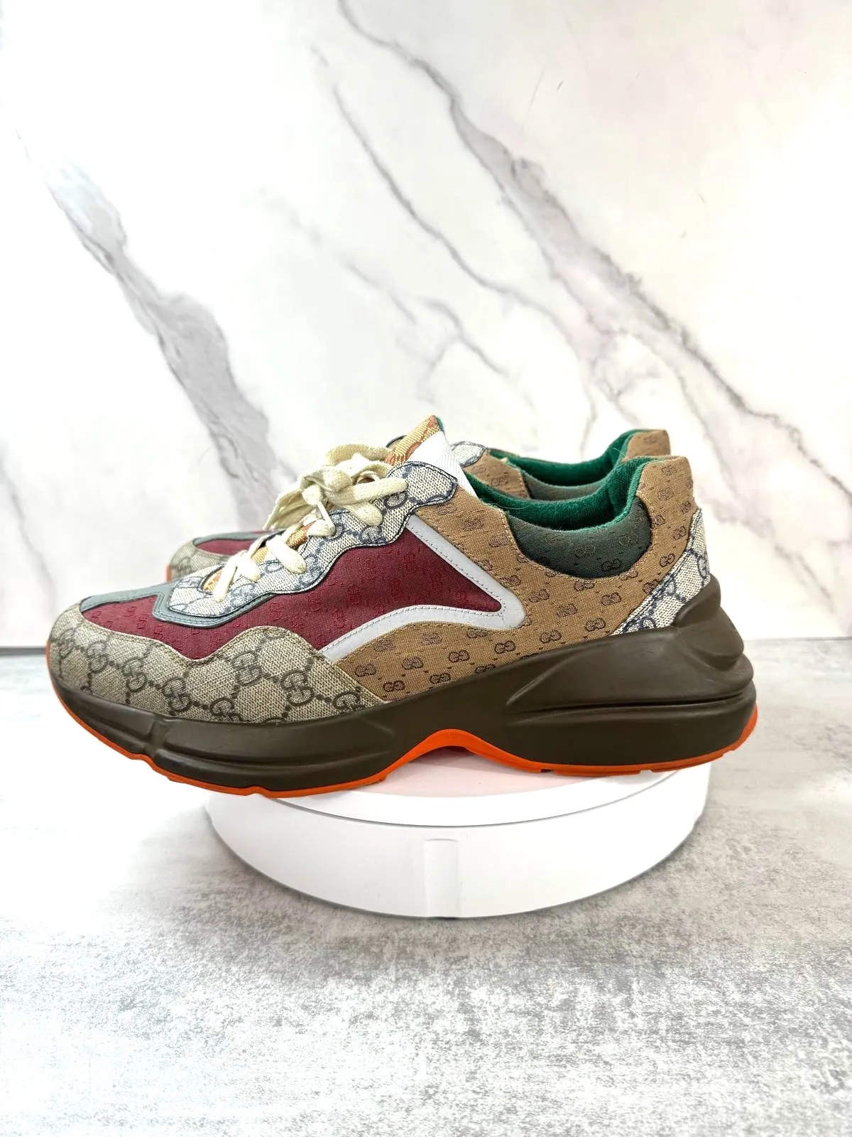 GUCCI GG MIXED FABRIC RHYTON SNEAKERS