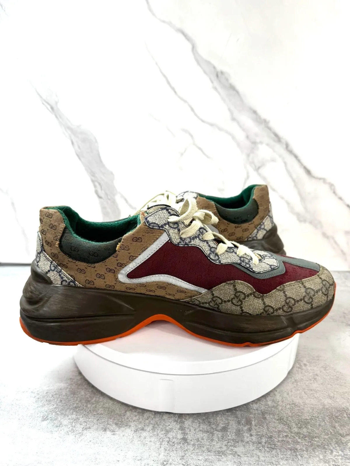GUCCI GG MIXED FABRIC RHYTON SNEAKERS