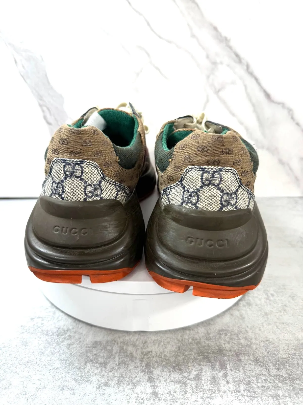GUCCI GG MIXED FABRIC RHYTON SNEAKERS