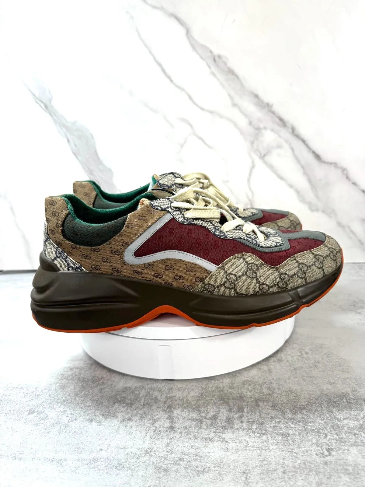 GUCCI GG MIXED FABRIC RHYTON SNEAKERS