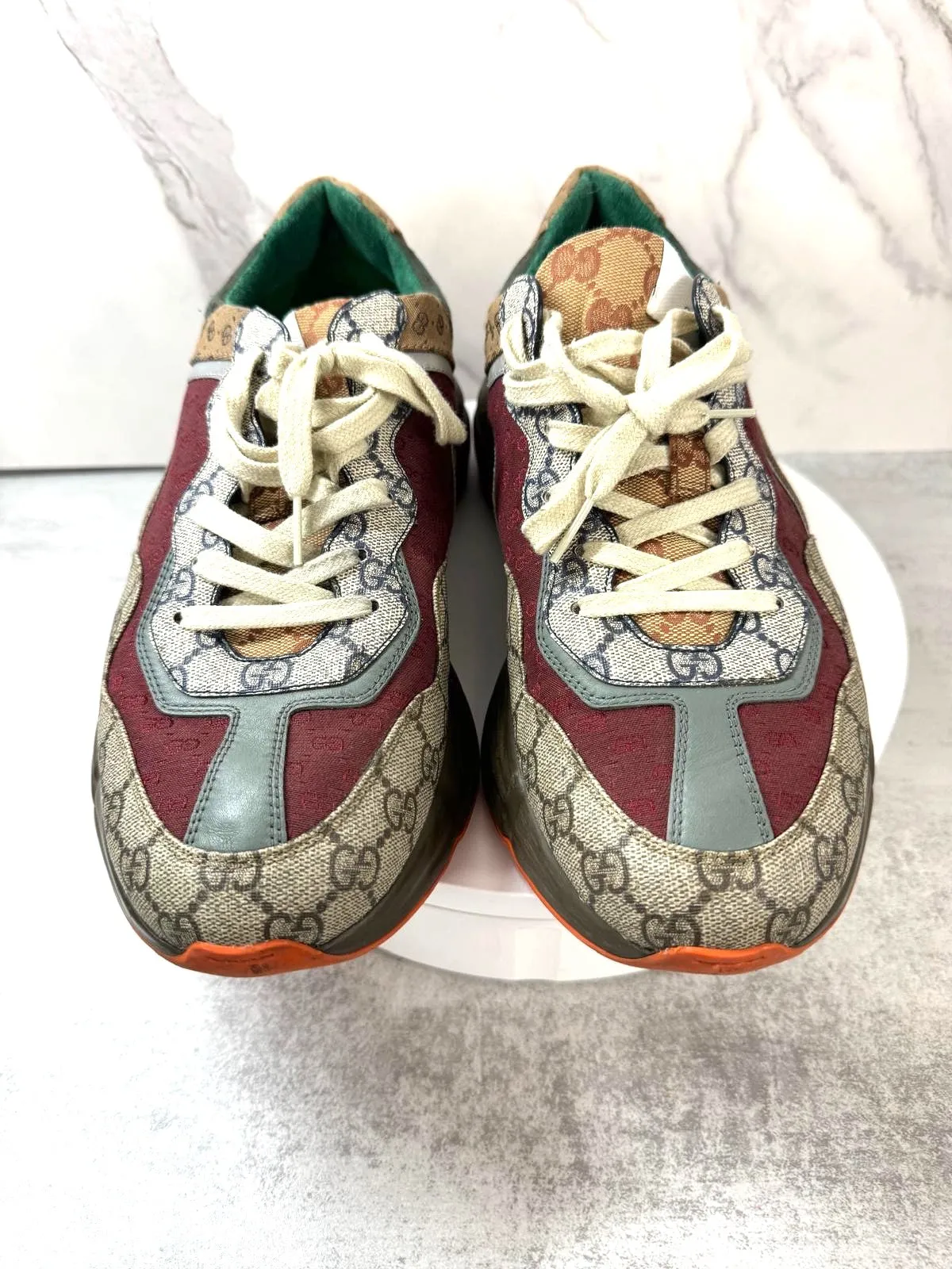 GUCCI GG MIXED FABRIC RHYTON SNEAKERS