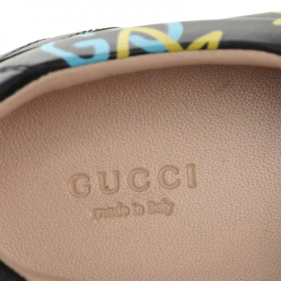 Gucci GucciGhost Print Black Leather Low Top Sneakers