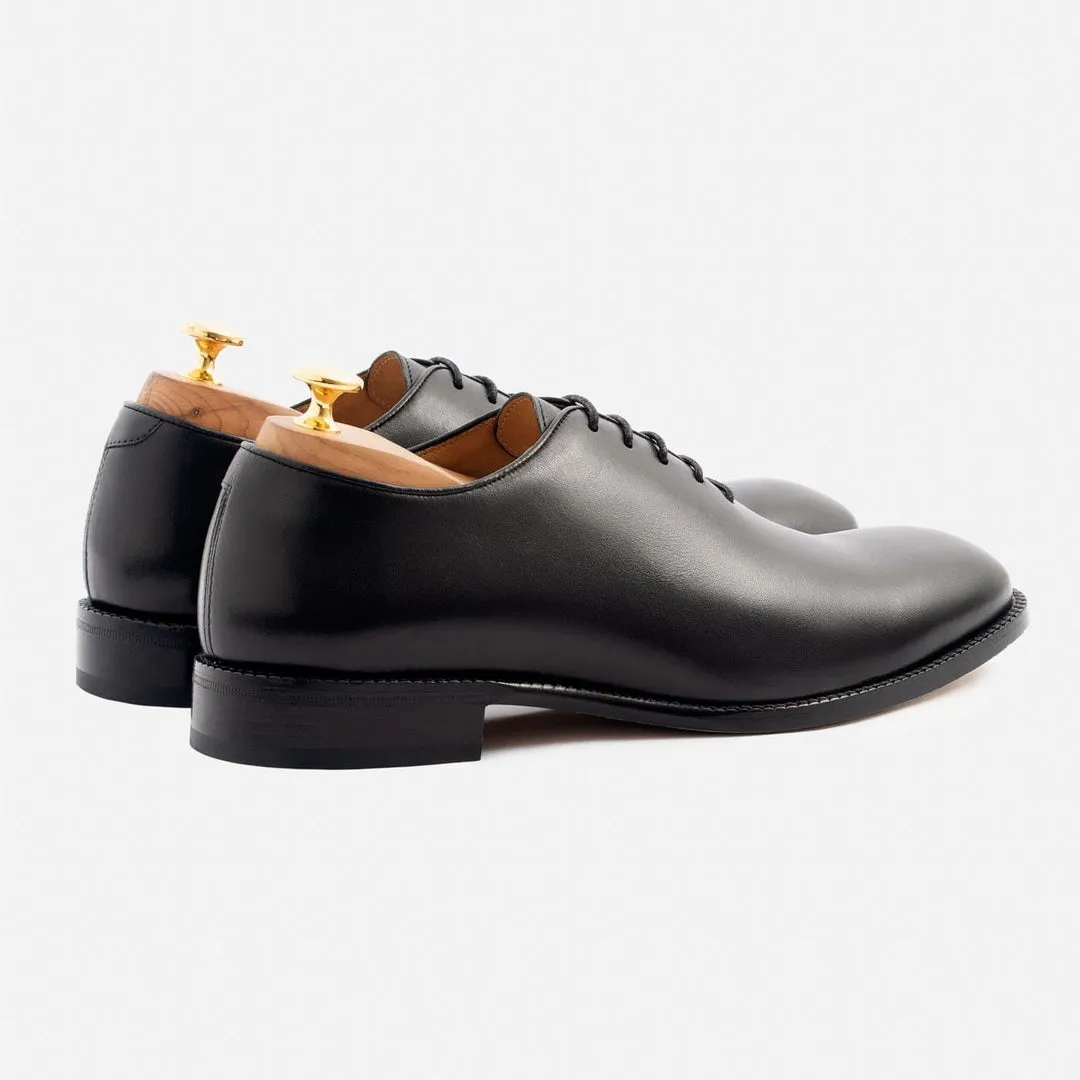 Height Increasing Black Leather Drayton One Cut Oxfords - Formal Shoes