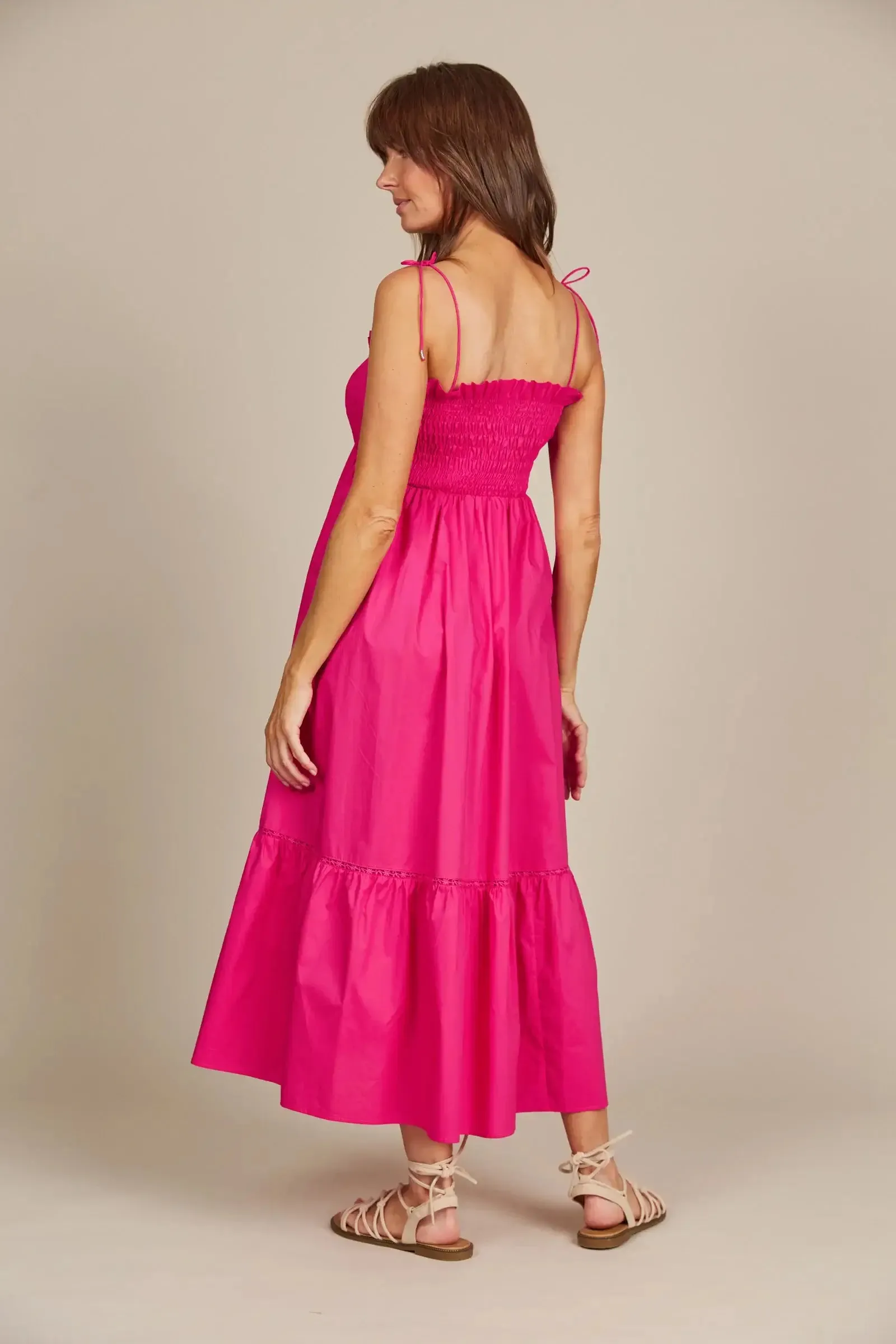 Isle of Mine Remi Shirred Maxi - Raspberry