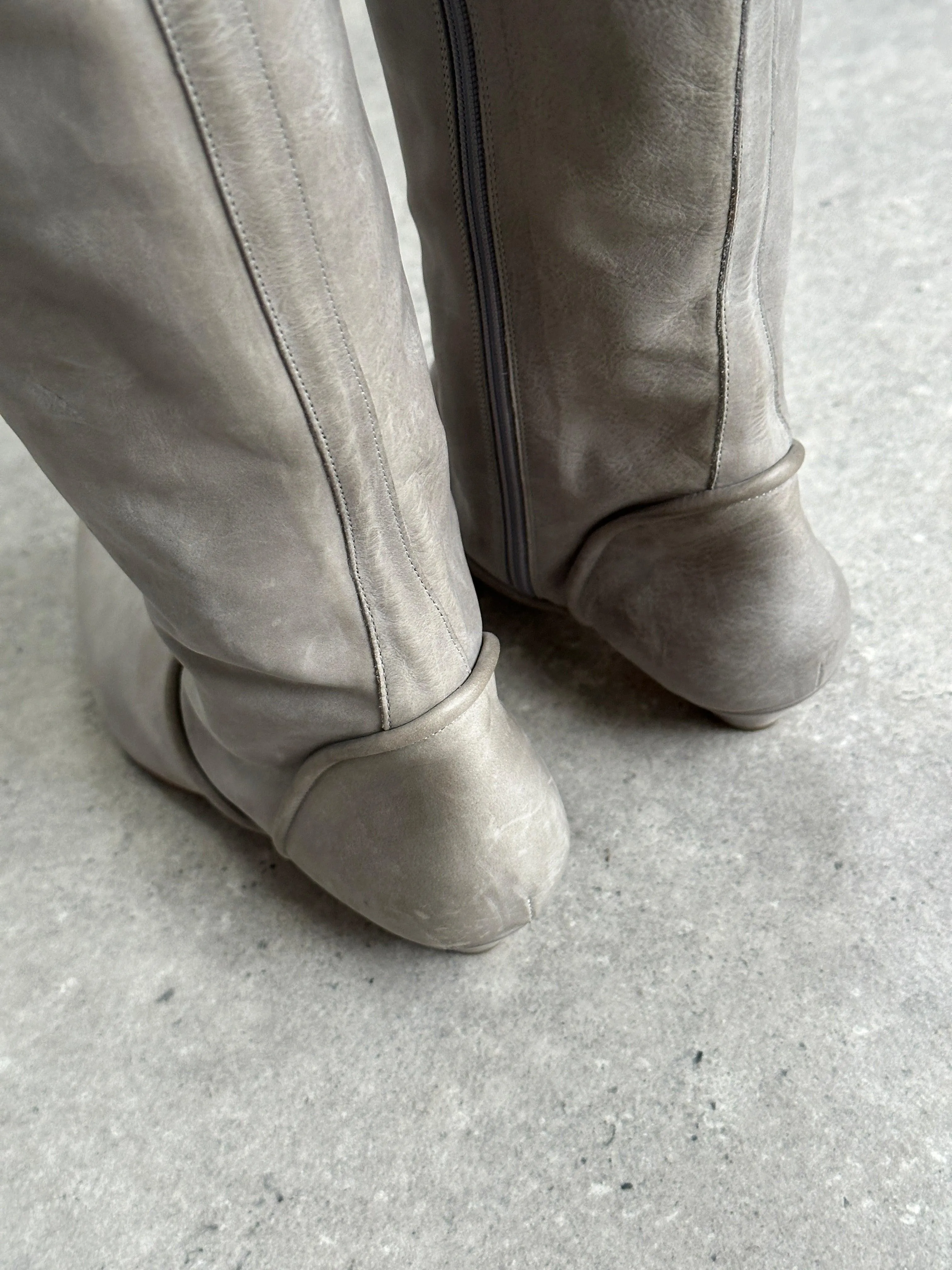 Italian Vintage Nubuck Leather Knee Boots - UK 3 1/2 / EUR 4 1/2