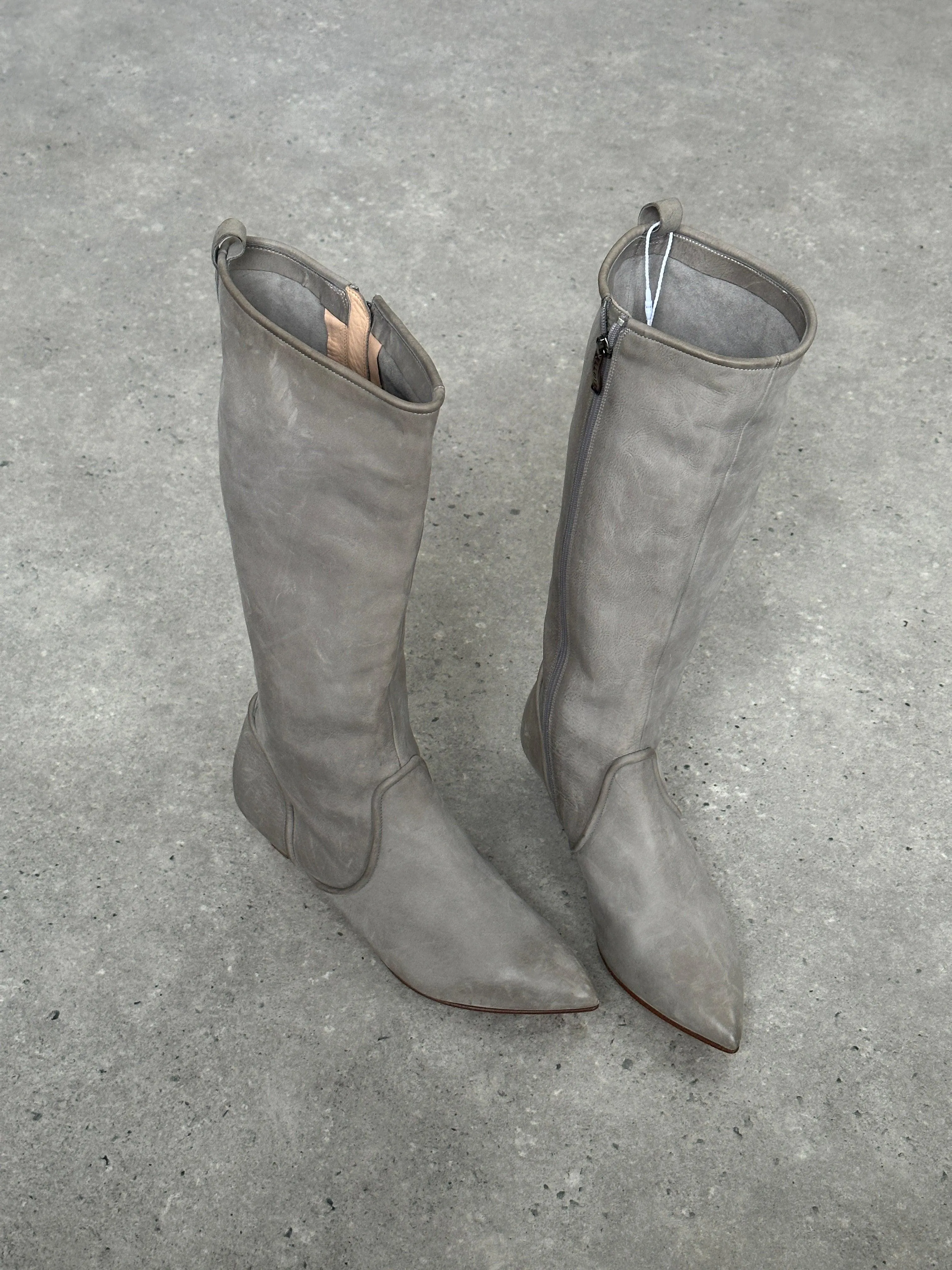 Italian Vintage Nubuck Leather Knee Boots - UK 3 1/2 / EUR 4 1/2